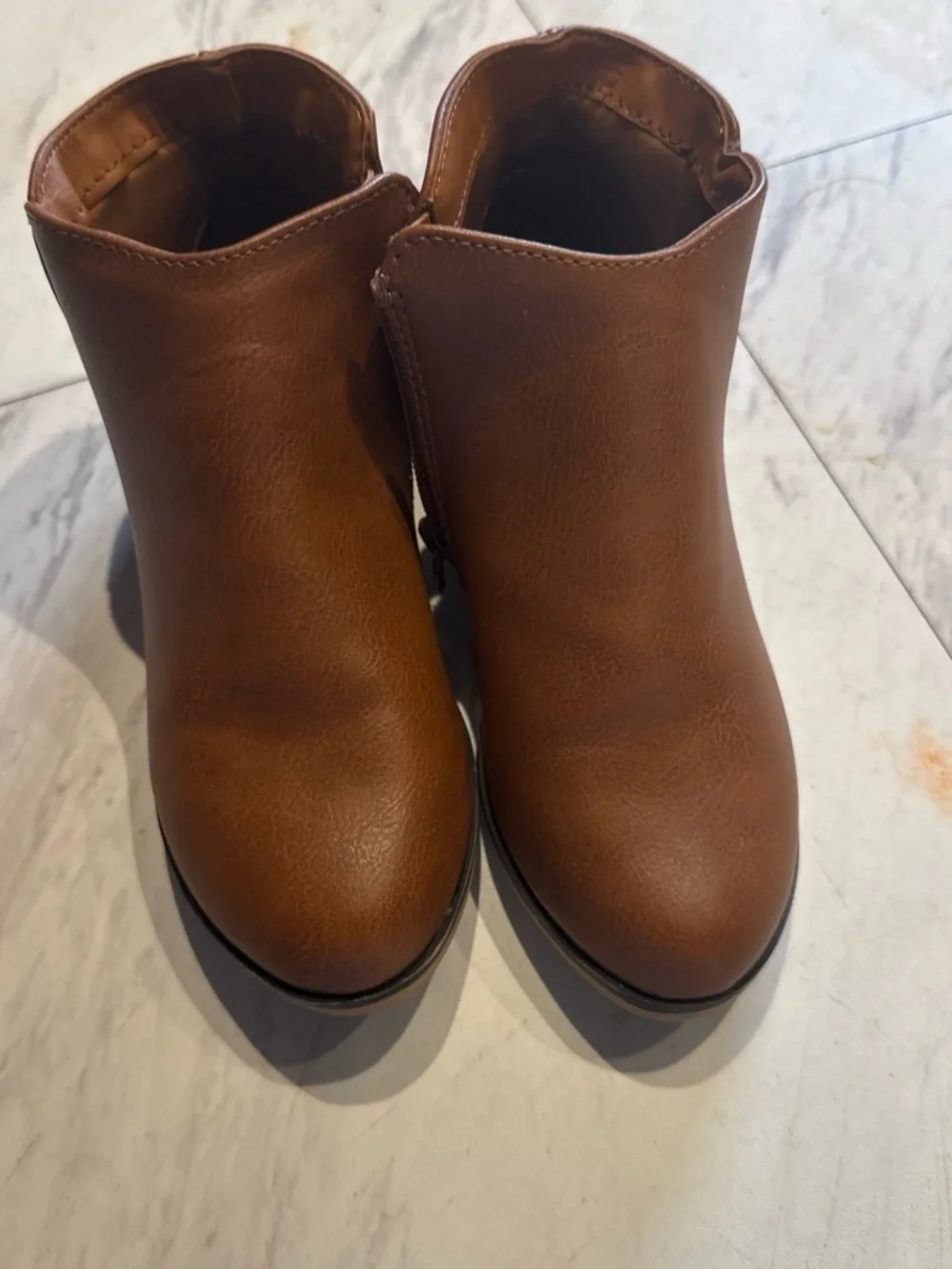 Kids Brown Ankle Booties - Classic Faux Leather size 12
